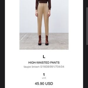 Tan Zara high waisted dress pants
